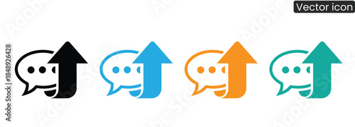 Vibrant chat icons with upward arrows symbolizing social media growth and engagement