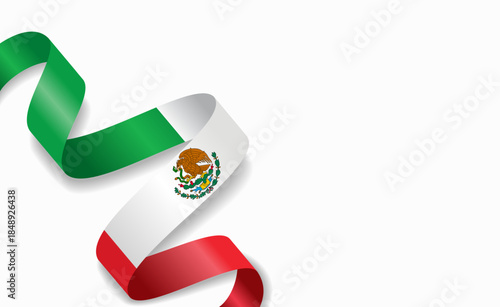 Mexican flag stylized wavy ribbon, symbolizing national pride, celebration, or cultural identity. Vector illustration.