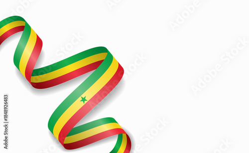 Senegalese flag stylized wavy ribbon, symbolizing national pride, celebration, or cultural identity. Vector illustration.