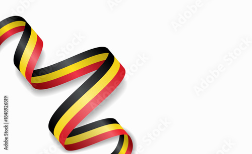 Belgian flag stylized wavy ribbon, symbolizing national pride, celebration, or cultural identity. Vector illustration.