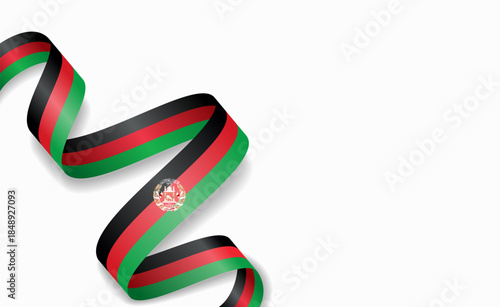 Afghan flag stylized wavy ribbon, symbolizing national pride, celebration, or cultural identity. Vector illustration.