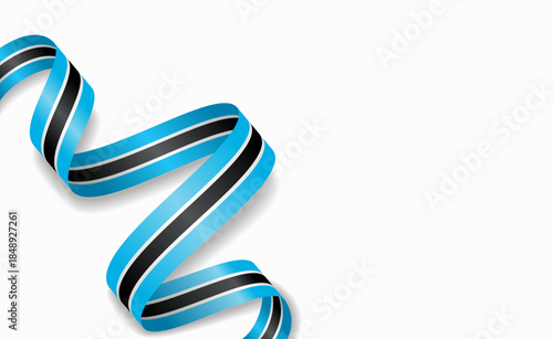 Botswanan flag stylized wavy ribbon, symbolizing national pride, celebration, or cultural identity. Vector illustration.