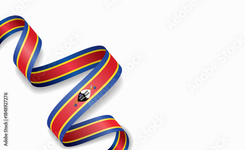 Swaziland flag stylized wavy ribbon, symbolizing national pride, celebration, or cultural identity. Vector illustration.