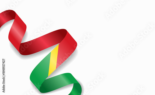 Congolese flag stylized wavy ribbon, symbolizing national pride, celebration, or cultural identity. Vector illustration.