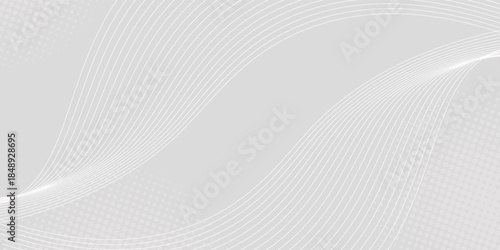 Futuristic gray white abstract background. Abstract halftone wave dotted background. shining wave lines pattern for banner, wallpaper, cover. Vector illustration