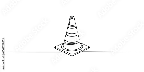 One line drawing of a traffic cone on a