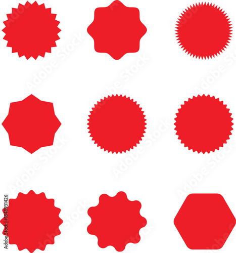 Red Sale Stickers and Badges - Blank Promotional Discount Labels