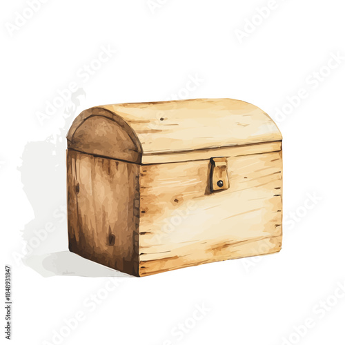 Watercolor_style_painting_of_a_wooden_bread_box_My Watercolor illustration, illustration, AI painting design, vector illustration set, eps format