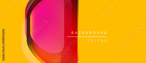 Abstract design features vibrant overlapping circles. Yellow backdrop complements pink, orange, red hues. Modern, minimalist aesthetic.