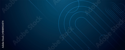Dark blue gradient abstract background with glowing geometric lines decoration. Modern and futuristic background concept for cover, brochure, banner and website. EPS. 4