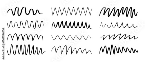 Handdrawn black squiggly patterns set isolated background lines
