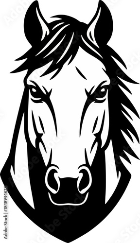 Determined Heroic Horse Face Vector Silhouette for Sports Branding