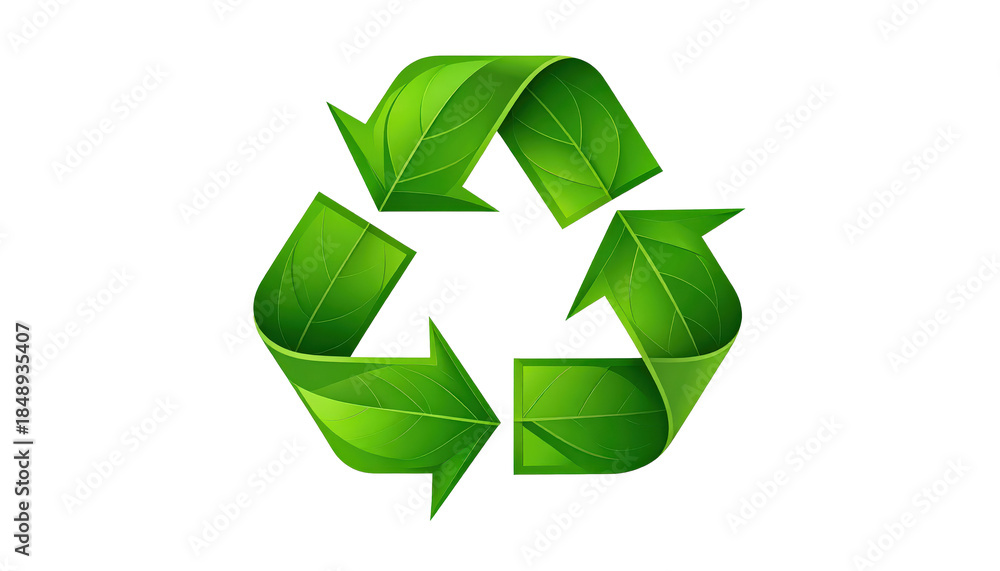 Obraz premium Green Leaf Recycle Symbol On Transparent Background For Environmental Conservation And Sustainable Business Practices Eco-Friendly Initiatives And Waste Management