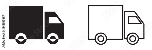 Delivery truck icon.  Line and silhouette versions. Vector. eps 10