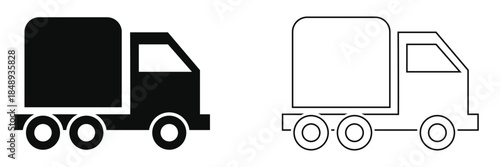 Delivery truck icon.  Line and silhouette versions. Vector. eps 10