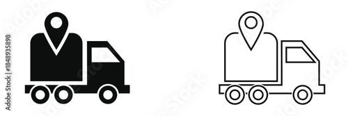 Delivery truck icon.  Line and silhouette versions. Vector. eps 10