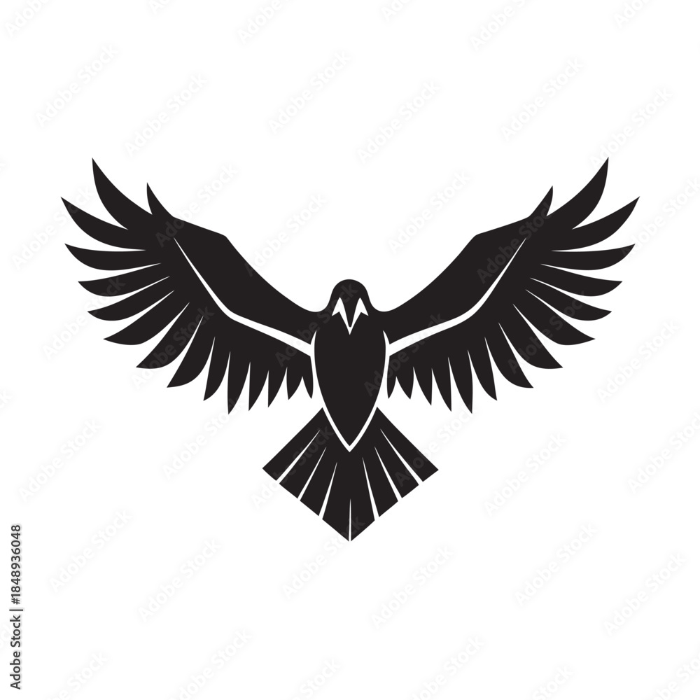 Fototapeta premium Flat Style Vulture Soaring Bird Silhouette Illustration