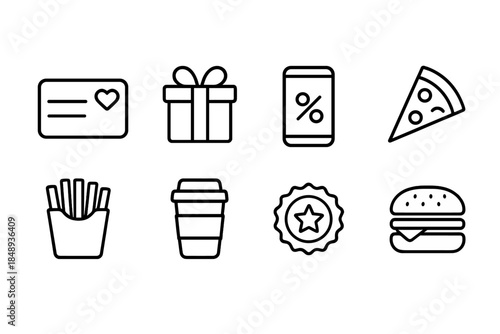 Food, restaurant line icon set. Fast food, dining, cuisine outline vector icons.