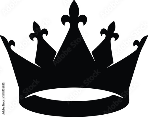 Vector black crown symbol for royalty and power silhouette illustration