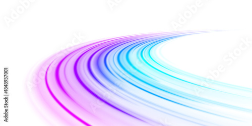 Speeding lines on a stadium track with neon light effect.