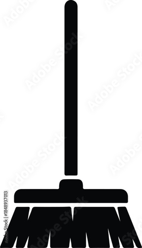 Vector broom cleaning tool silhouette illustration