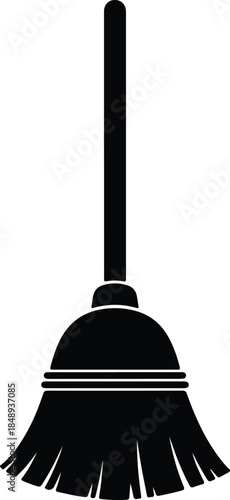 Vector broom silhouette illustration for cleaning and tidying