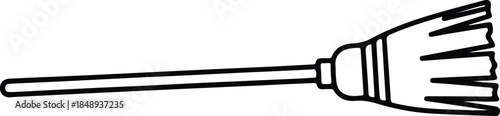 Vector cleaning broomstick with bristles isolated on white silhouette Illustration
