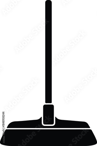 Vector silhouette of a cleaning broom with a long handle illustration
