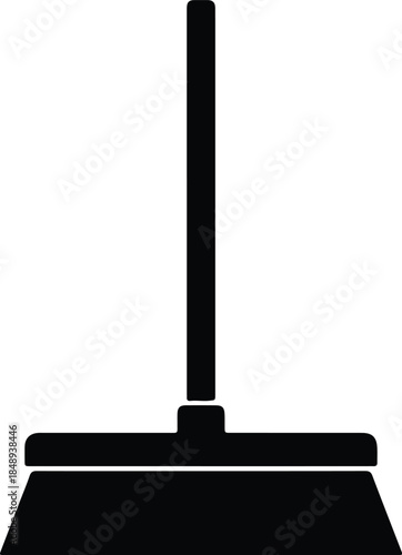 Vector simple black broom cleaning tool silhouette Illustration