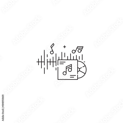 Sound Waves icon, Music Album Symbol Outline icon Transparent background Editable Stroke