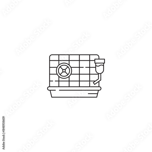 Hamster cage icon, Pet cage Symbol Outline icon Transparent background Editable Stroke