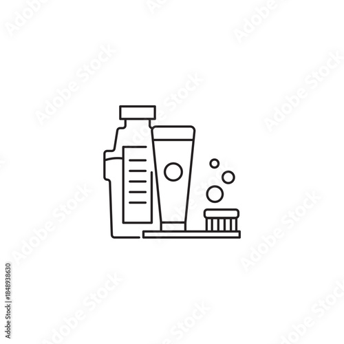 Mouthwash icon, Dental care Symbol Outline icon Transparent background Editable Stroke