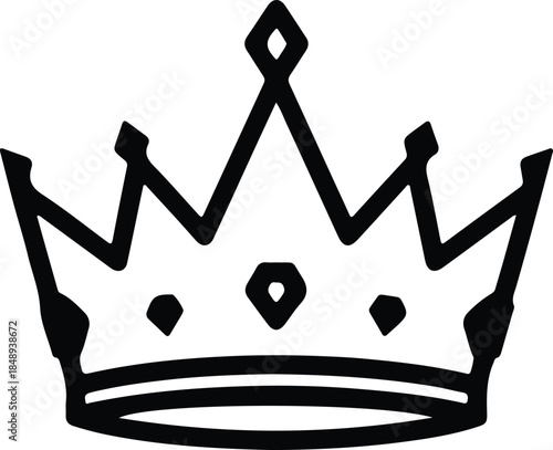 Vector simple black crown symbol royal monarchy insignia silhouette Illustration