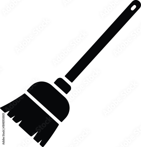 Vector simple broom silhouette illustration for cleaning and tidiness