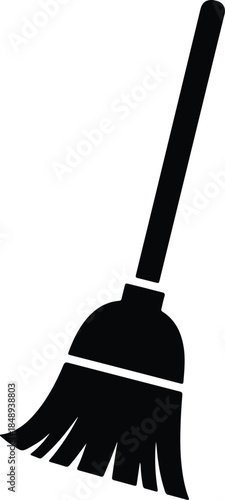Vector simple broom silhouette for cleaning tasks illustration