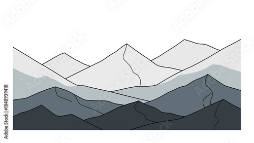 Stunning mountain landscape with layered peaks in shades of gray