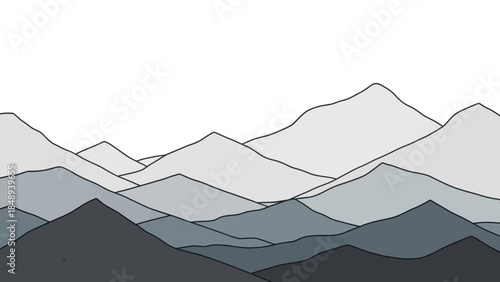 Stunning mountain landscape with layered peaks in shades of grey