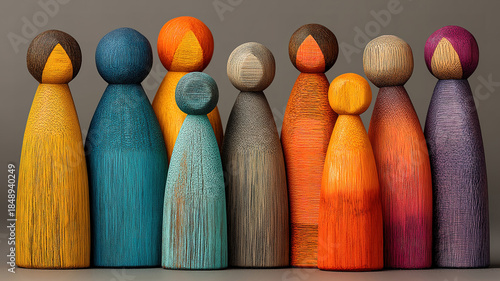 Concept of labor law and workplace justice shown with wooden figures and balanced scales