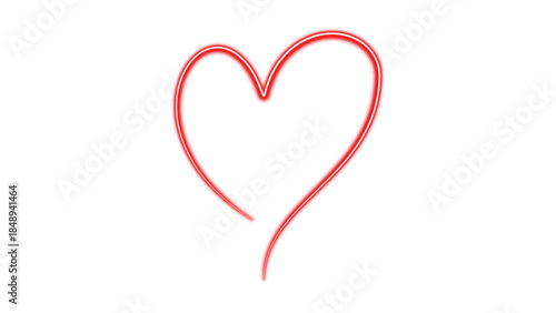 A minimalist hand-drawn red heart outline on a clean white background symbolizing love and passion