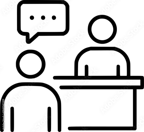 Customer Support Conversation Icon with Service Desk Vector Illustration