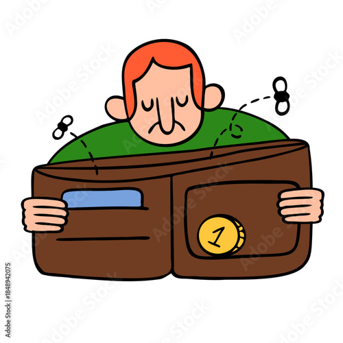Man looking sad because of empty wallet