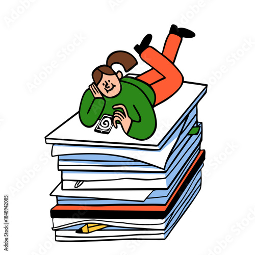 Woman procrastinating and scrolling on a phone 