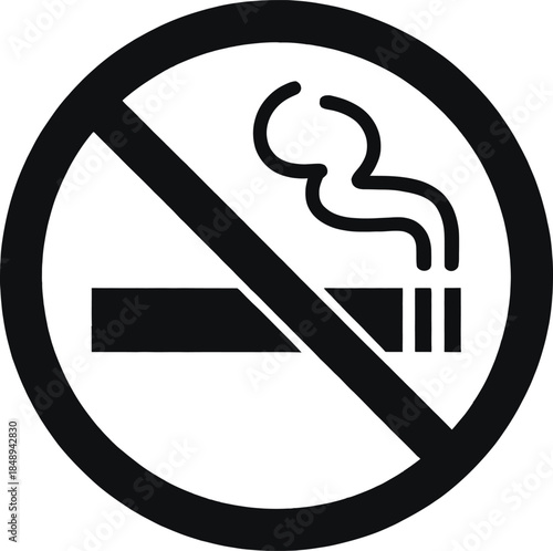 No smoking sign black and white icon illustration on a white background