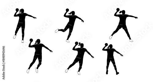 Handball Player Silhouette Poses in Dynamic Action Shots