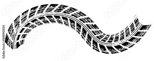 Tire tread marks, wheel textures, tire marks - car racing, motocross, drift, rally, off-road and others. Vector black isolated texture in grunge style with splashes.eps10