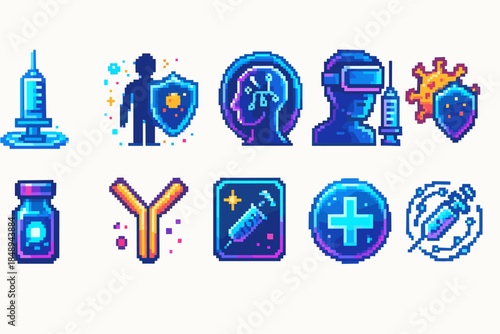 Healthcare, medicine 3d icon set. Vaccine, immune, protection in 3d style collection