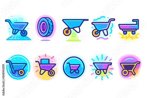 Shopping cart icon set: 3d, colorful icons for ecommerce and retail applications