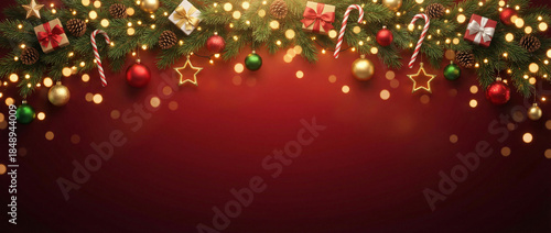 christmas lights on a red background