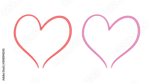 Two outlined hearts, one red and one pink, symbolizing love and affection