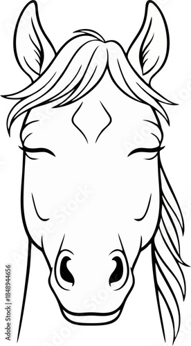 Peaceful Sleeping Horse Face Vector Line Art for Wellness Branding